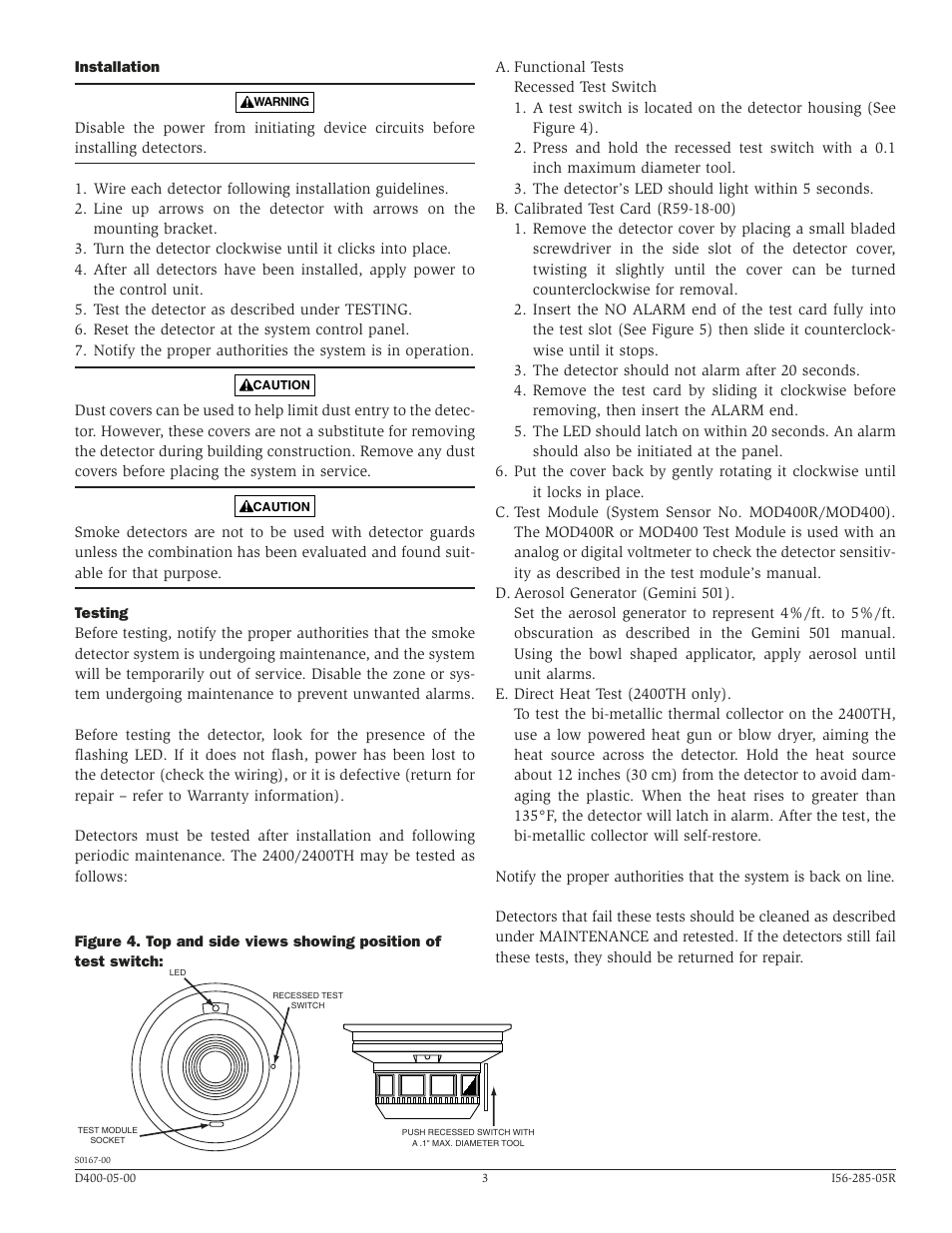 System Sensor 2400 and 2400TH Direct Wire User Manual | Page 3 / 4