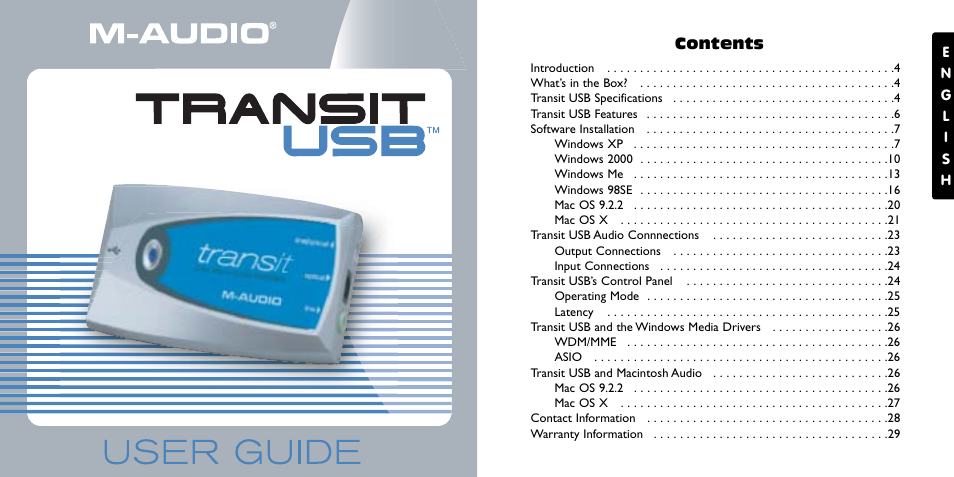 M-AUDIO Transit USB User Manual | 15 pages