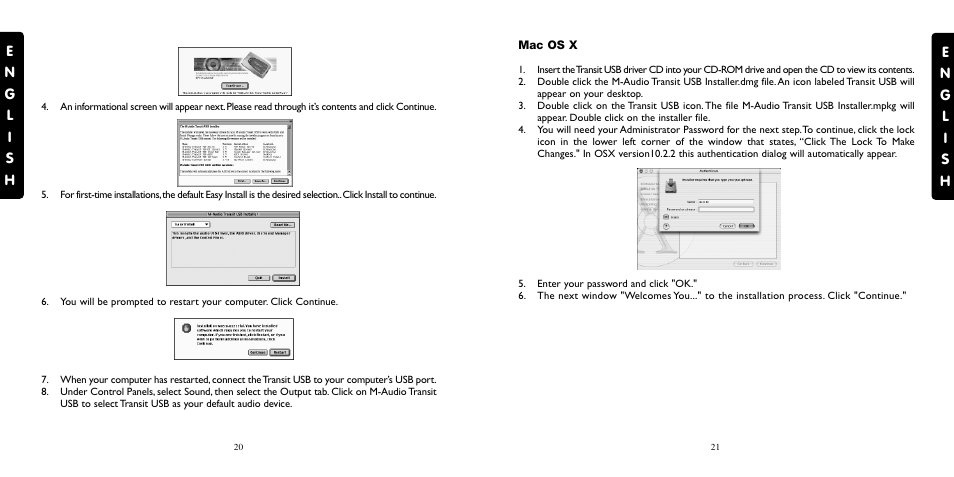 Mac os 9.2.2, Mac os x | M-AUDIO Transit USB User Manual | Page 11 / 15