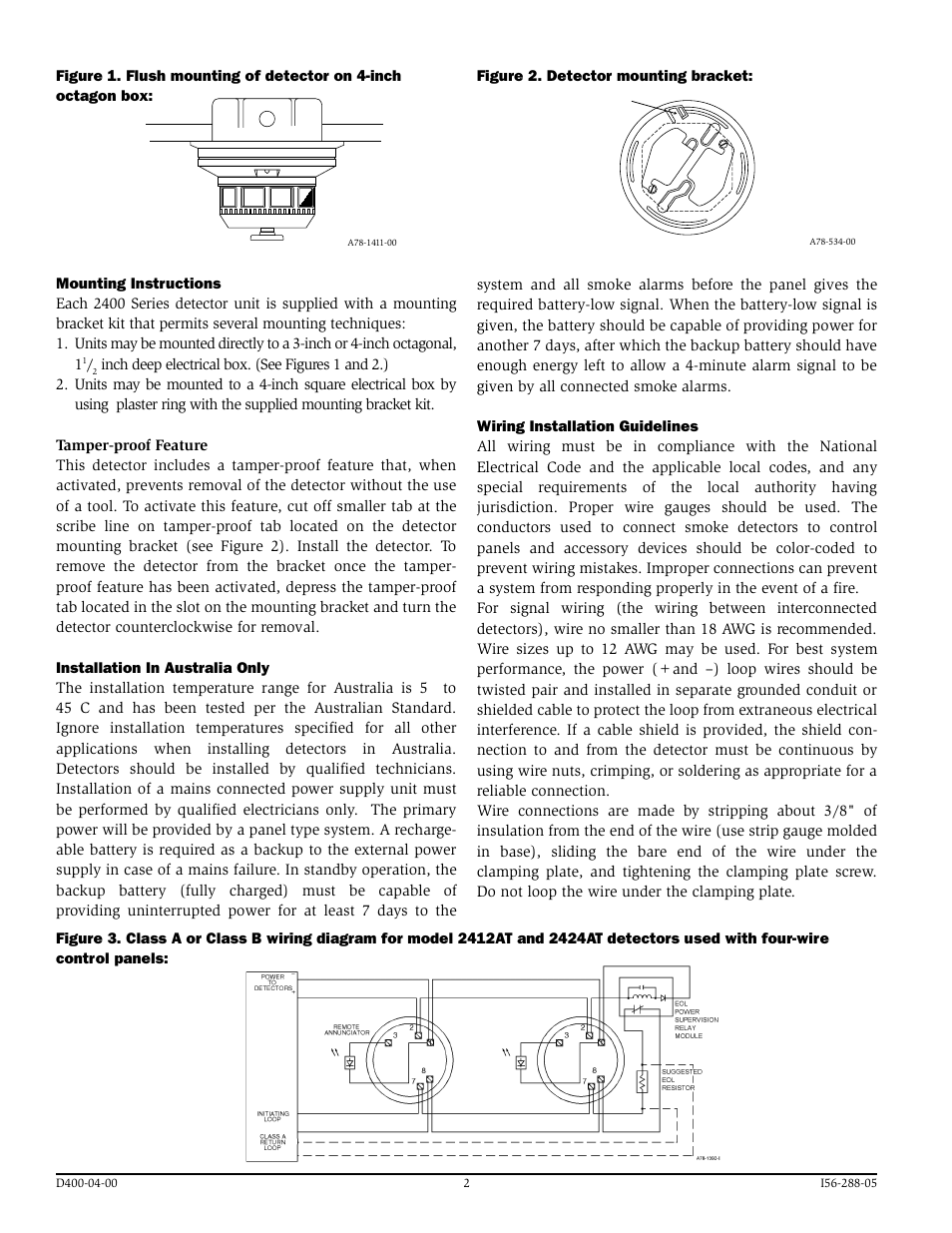 System Sensor 2412AT, 2424AT and 2424AIT Direct Wire User Manual | Page 2 / 4