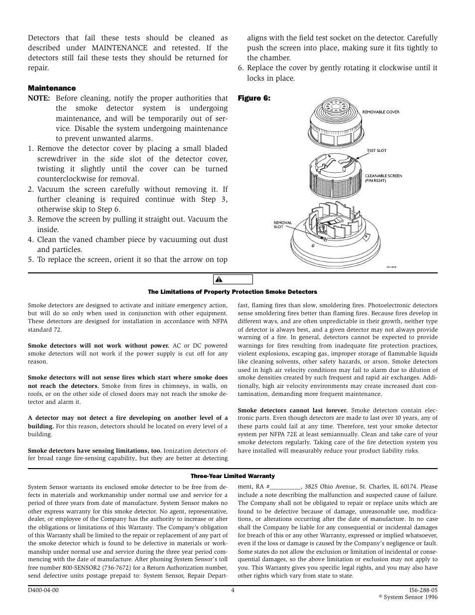 System Sensor 2412AT, 2424AT and 2424AIT Direct Wire User Manual | Page 4 / 4