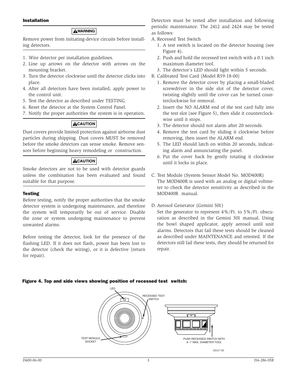 System Sensor 2412B, 2412THB, 2424, and 2424TH Direct Wire User Manual | Page 3 / 4