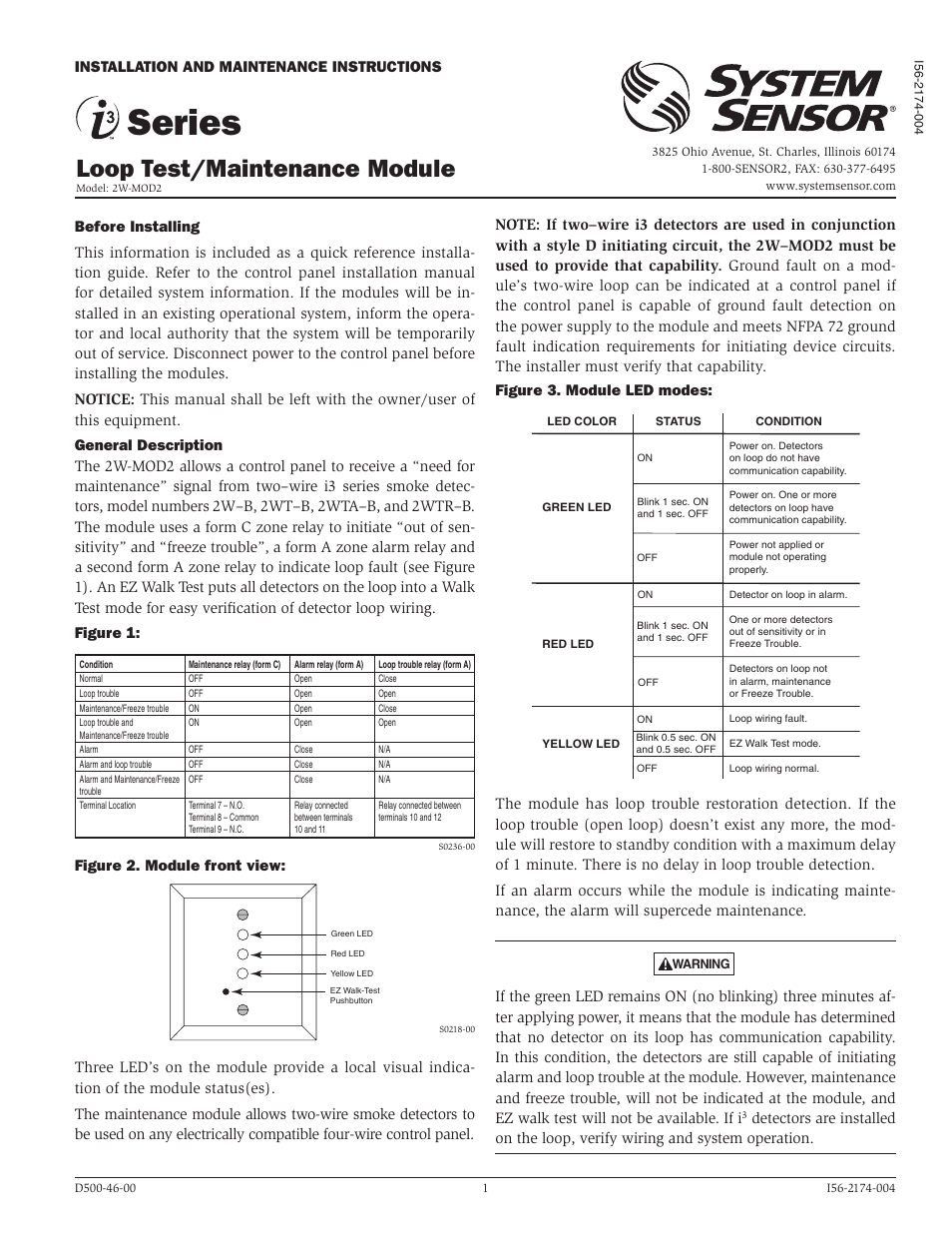System Sensor 2W-MOD2 User Manual | 4 pages