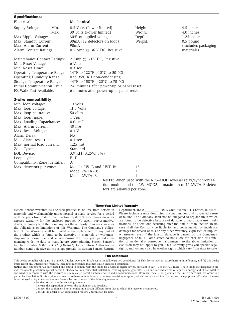 System Sensor 2W-MOD2 User Manual | Page 4 / 4
