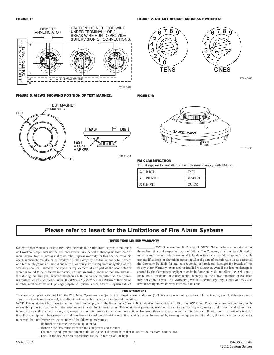 System Sensor 5251B, 5251H, and 5251RB Intelligent Plug-In User Manual | Page 2 / 2
