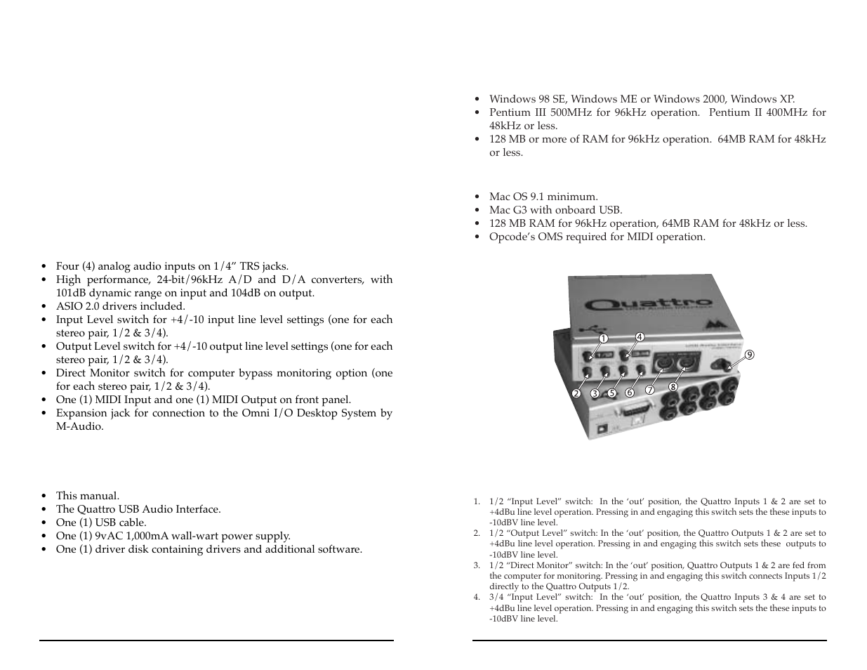 M-AUDIO Quattro USB User Manual | Page 2 / 15