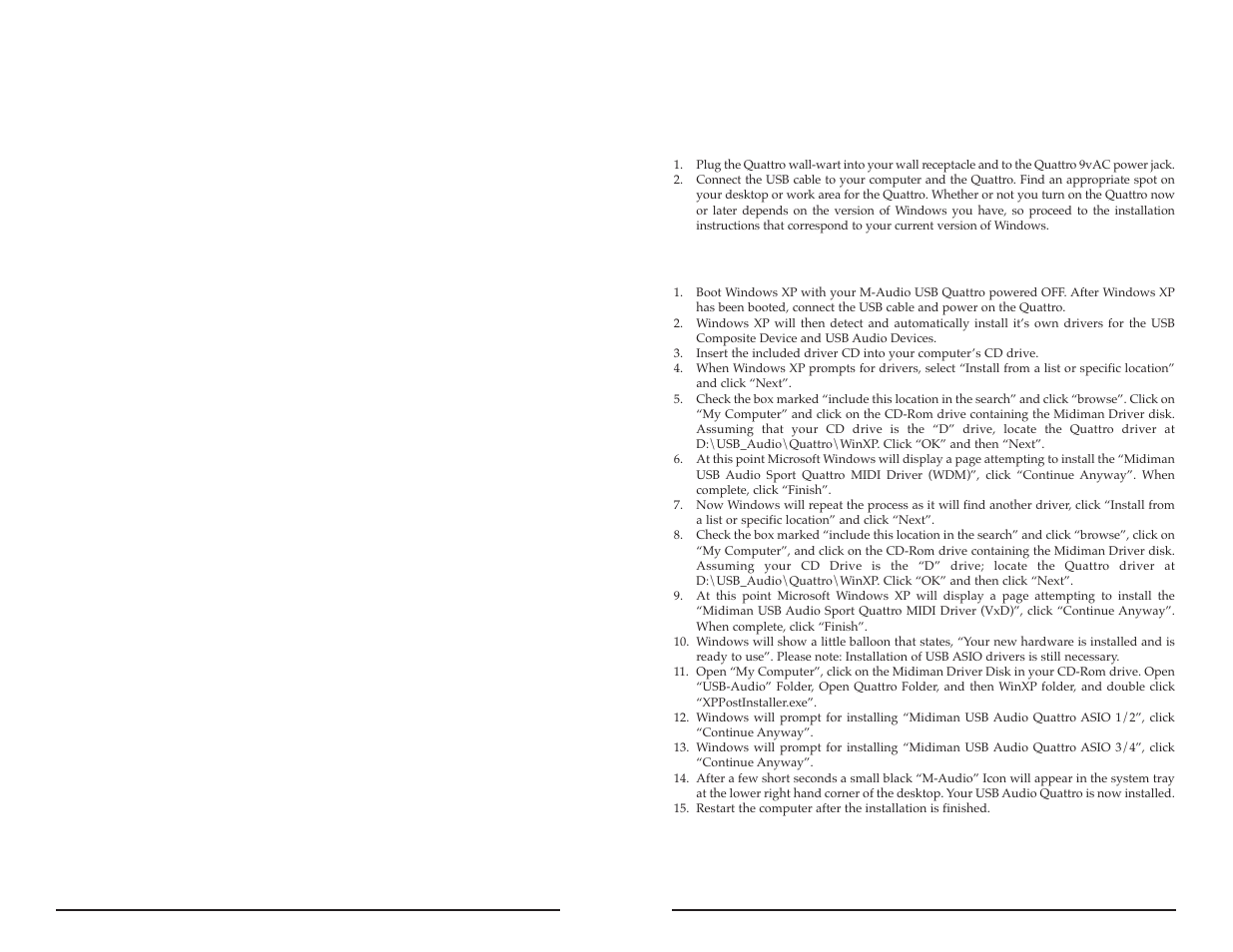 Hardware & software installation on the pc | M-AUDIO Quattro USB User Manual | Page 4 / 15