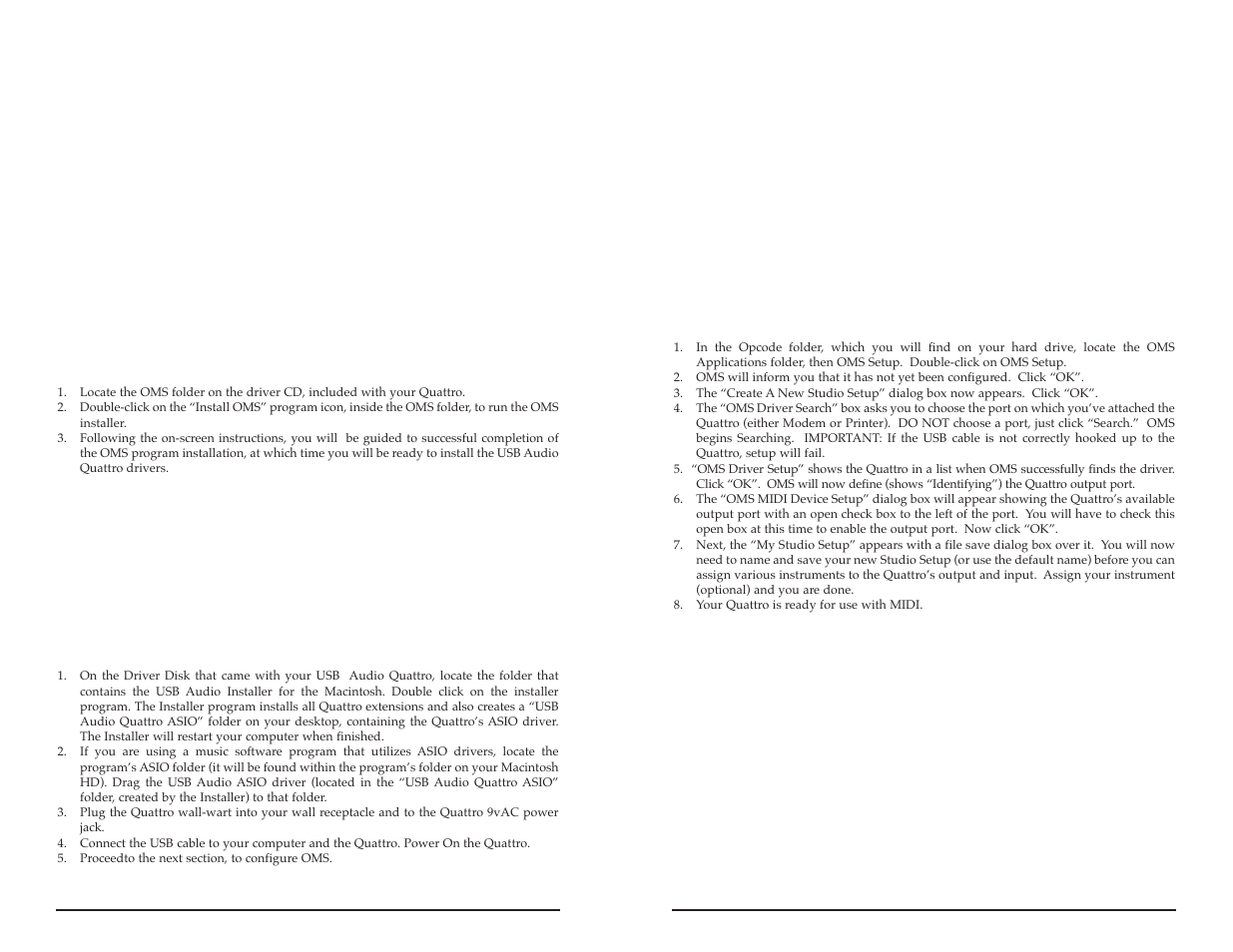 Configuring oms, Hardware & software installation on the mac | M-AUDIO Quattro USB User Manual | Page 6 / 15