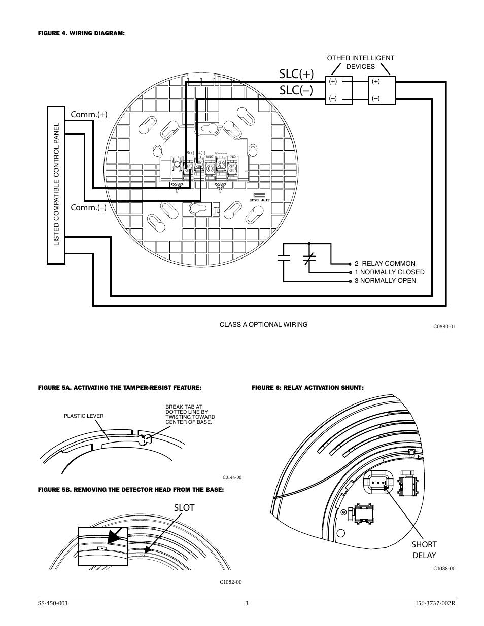 Slc(–), Slc(+), Slot | Comm.(+) comm.(–), Short delay | System Sensor B224RB User Manual | Page 3 / 4