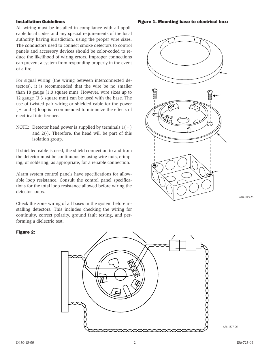 Figure 1. mounting base to electrical box, Figure 2 | System Sensor B524BI User Manual | Page 2 / 4