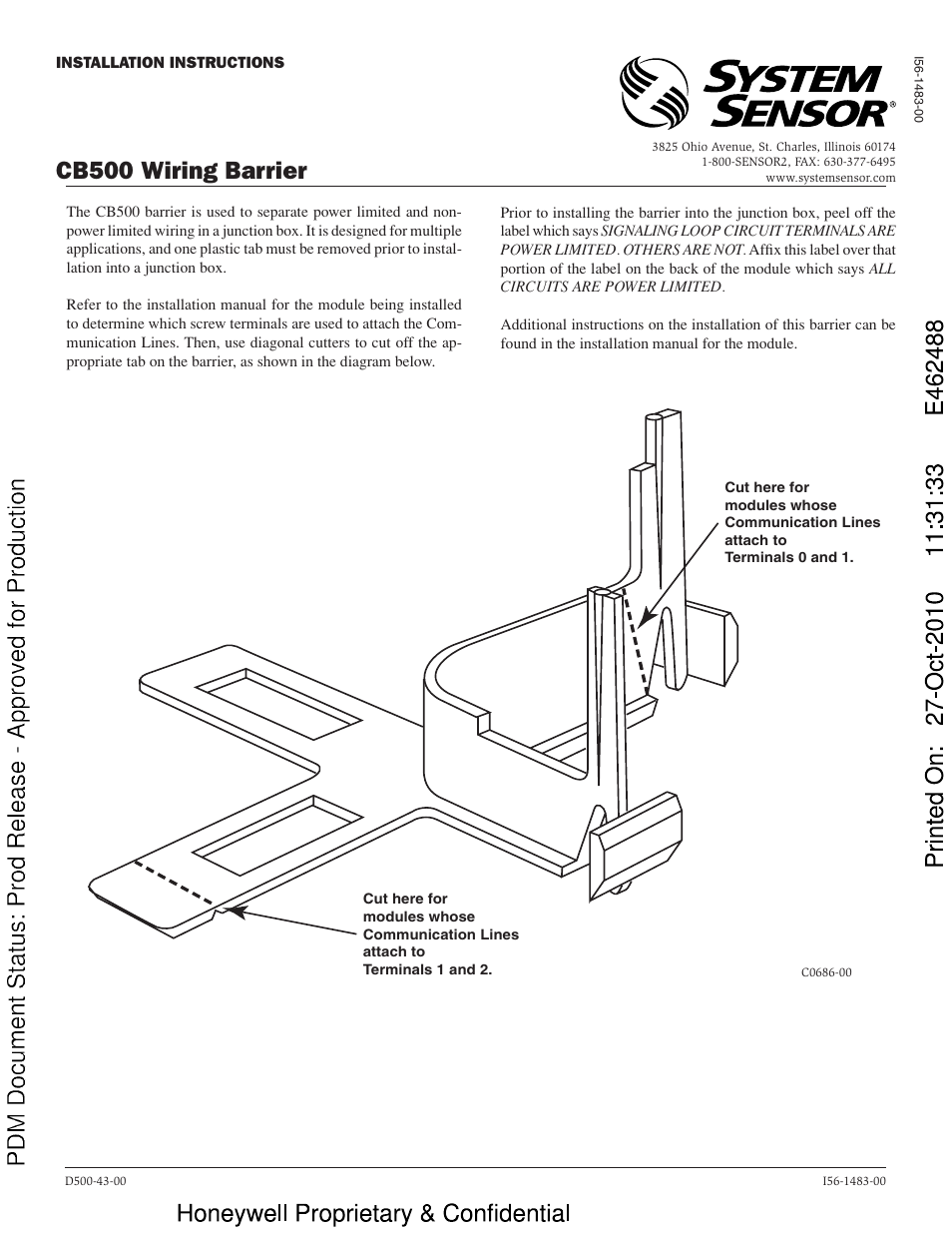 System Sensor CB500 User Manual | 1 page