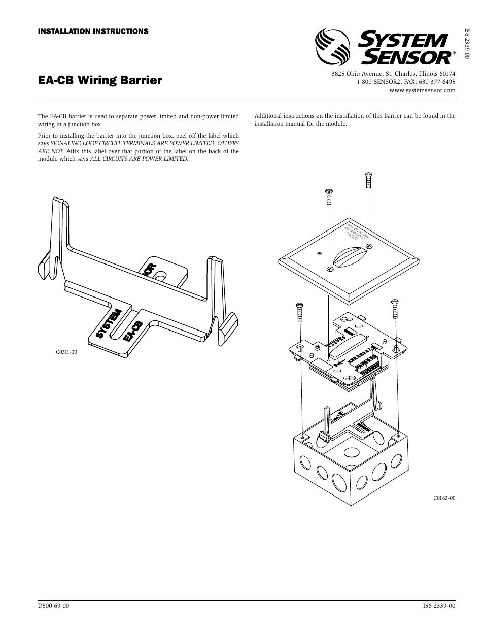 System Sensor EA-CB User Manual | 1 page