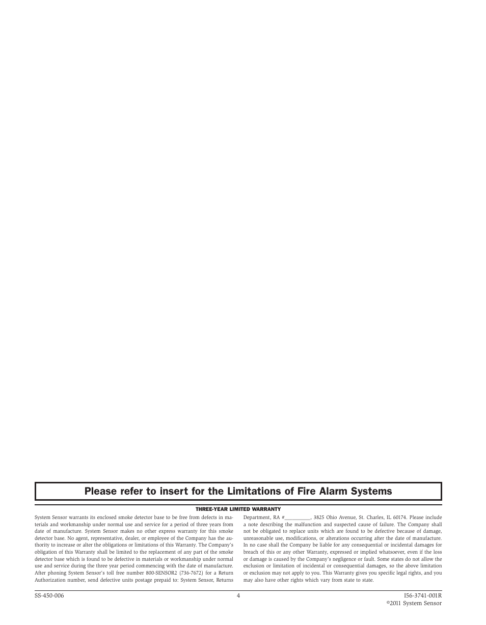 System Sensor EBR User Manual | Page 4 / 4