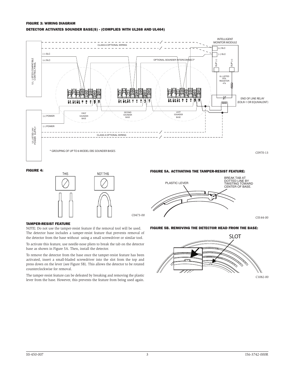 Slot, Figure 5a. activating the tamper-resist feature | System Sensor EBS User Manual | Page 3 / 4