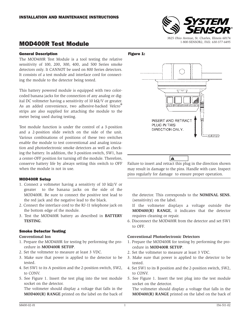 System Sensor MOD400R User Manual | 2 pages