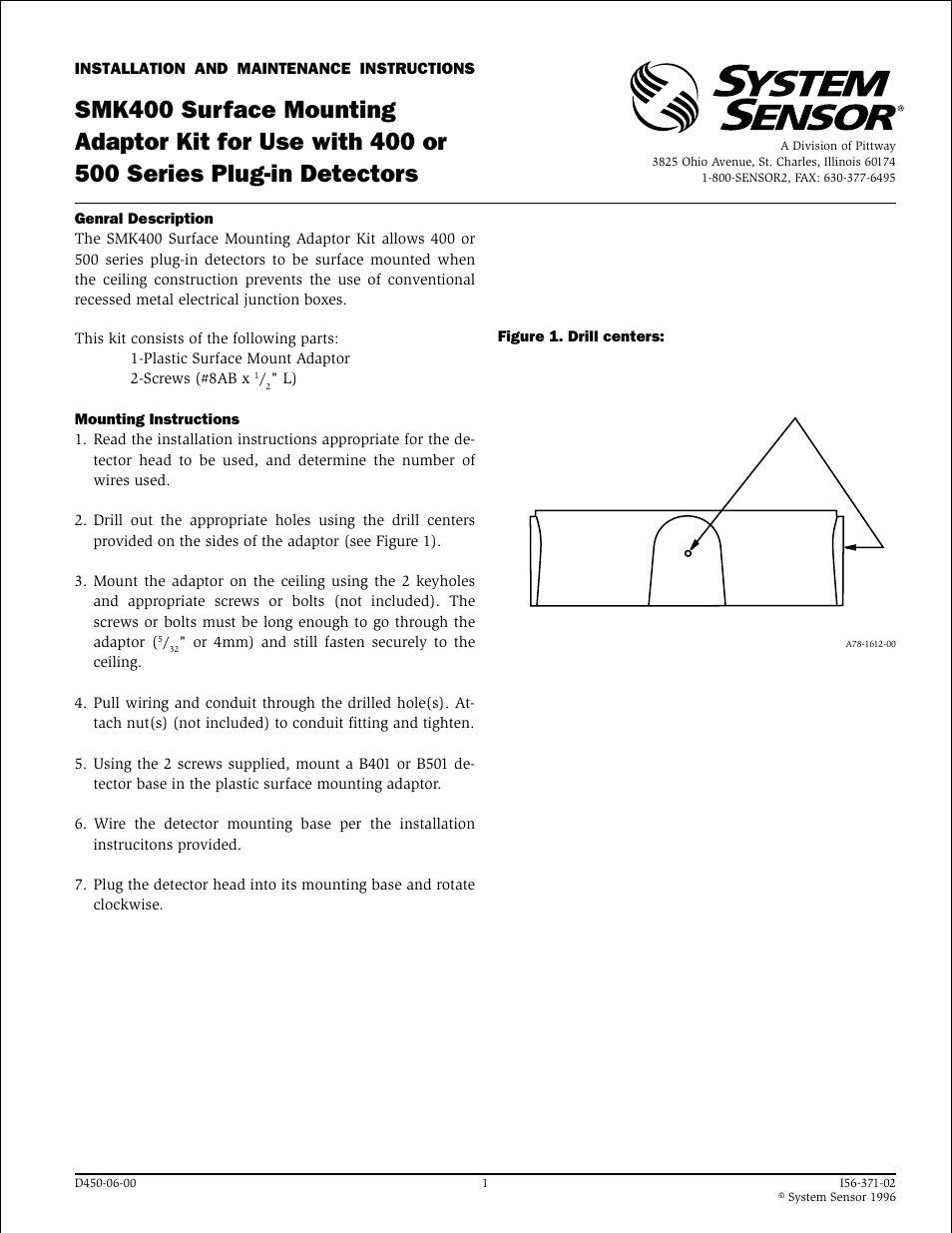 System Sensor SMK400 User Manual | 1 page