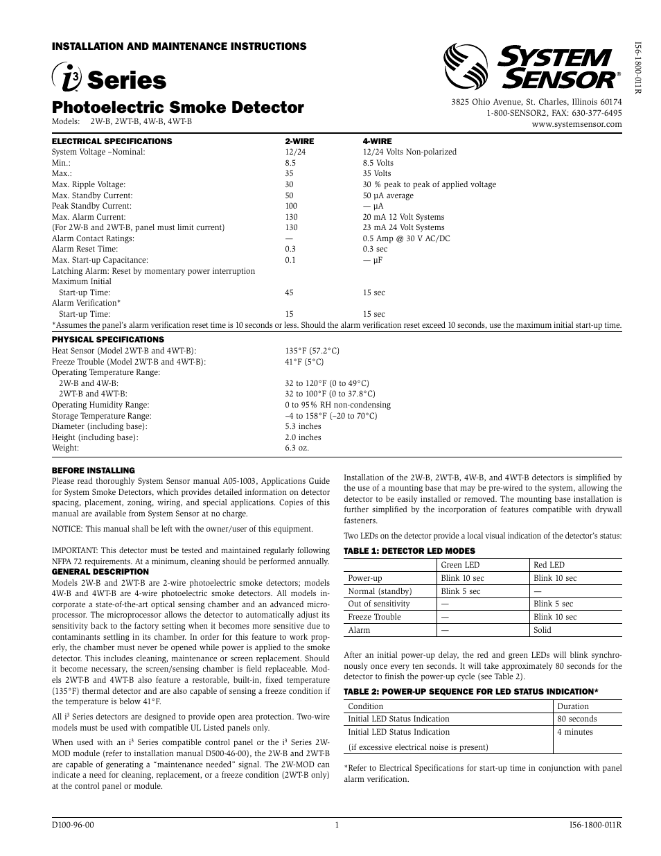 System Sensor i3 Series Smoke Detectors User Manual | 4 pages