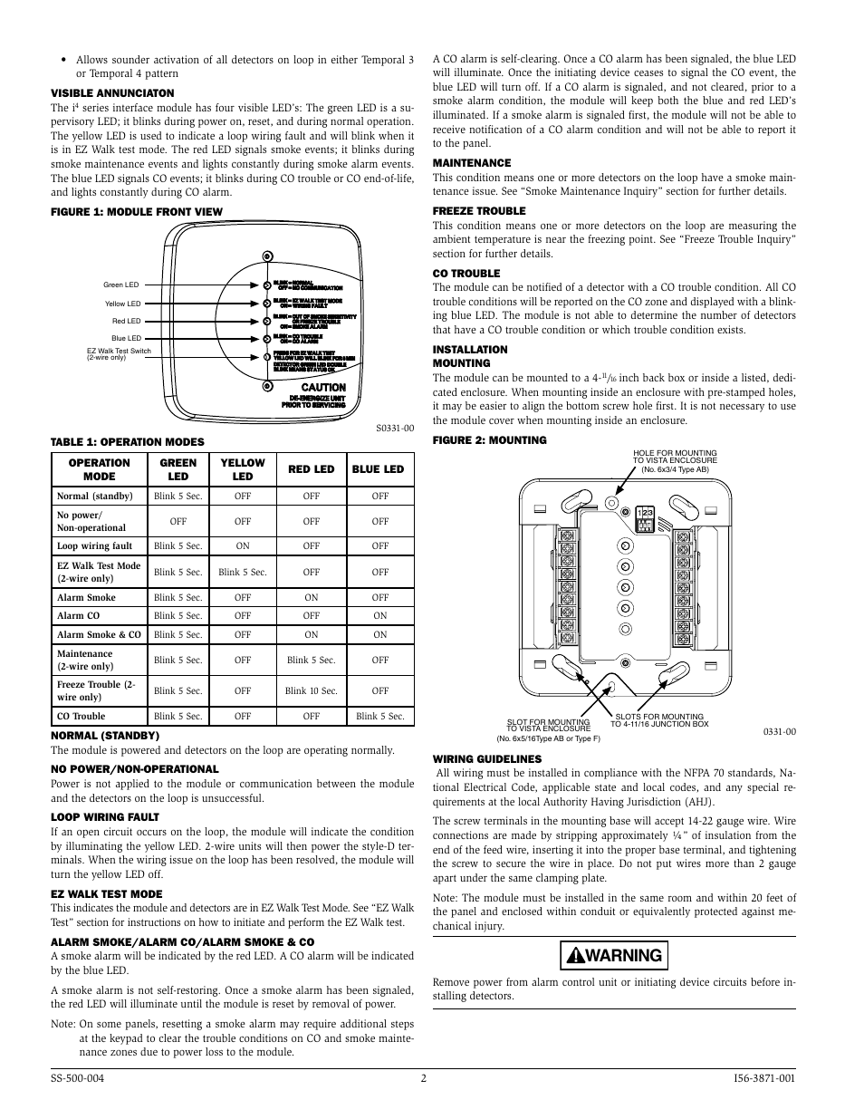 Warning | System Sensor i4 Series Modules User Manual | Page 2 / 4
