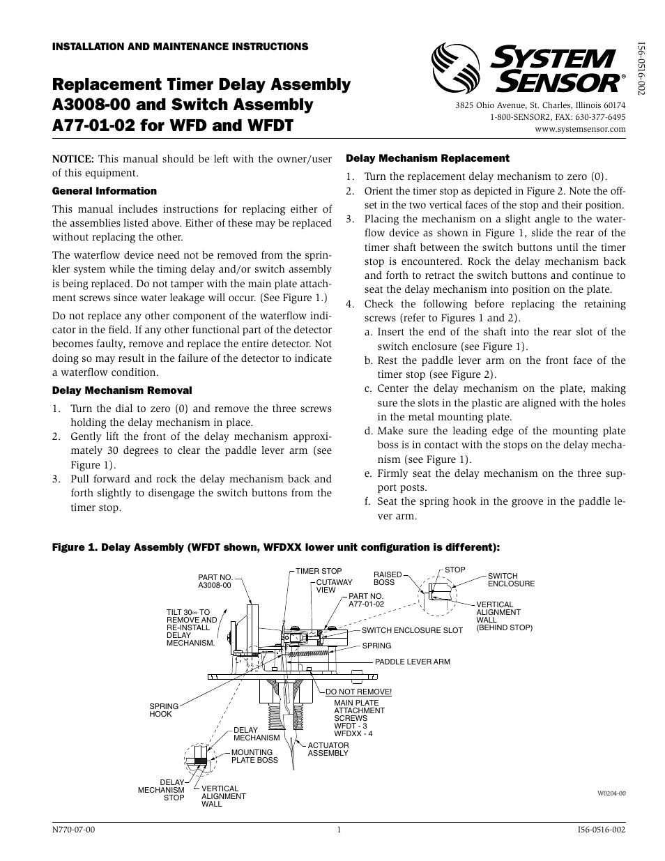 System Sensor A3008-00 and A77-01-02 User Manual | 2 pages