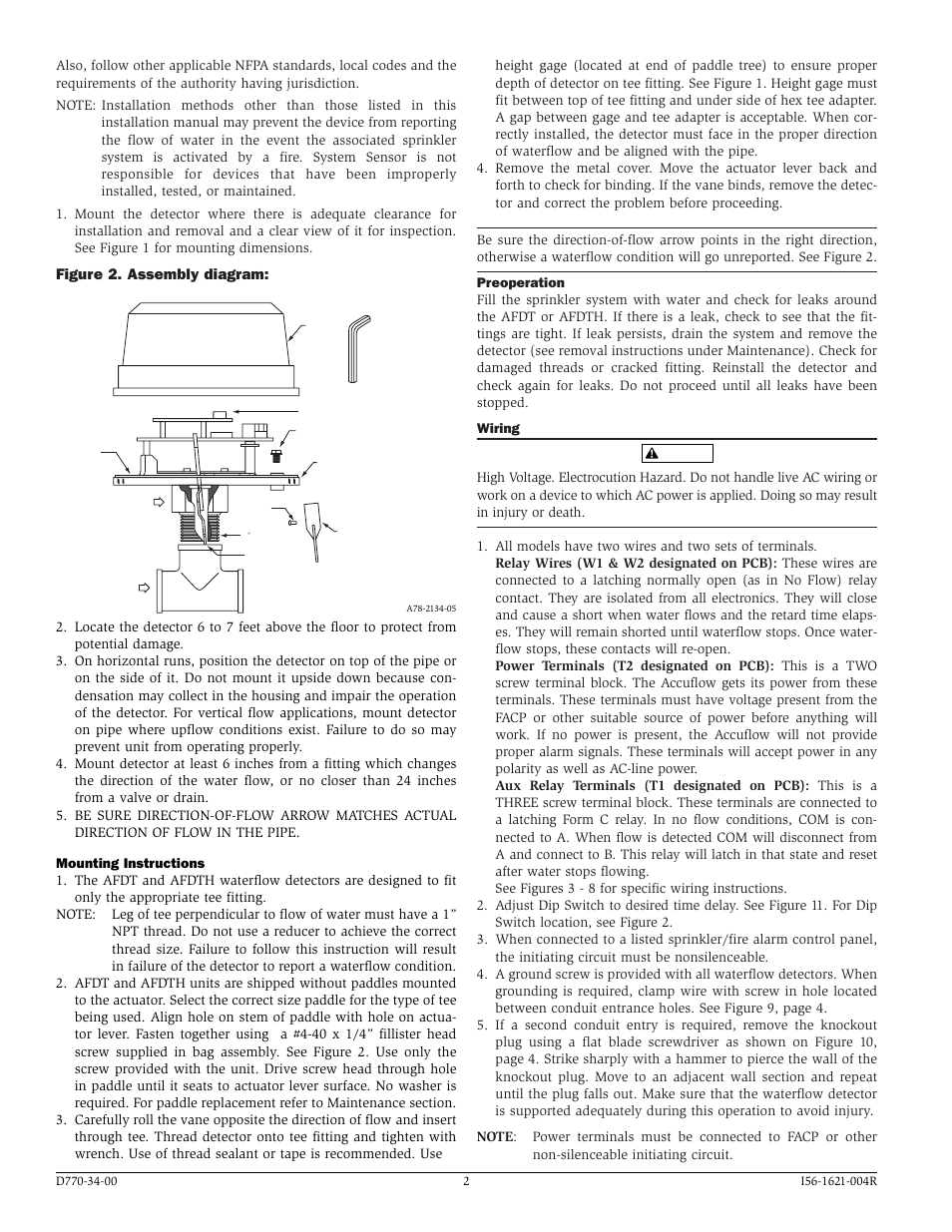 System Sensor AFDT and AFDTH User Manual | Page 2 / 4