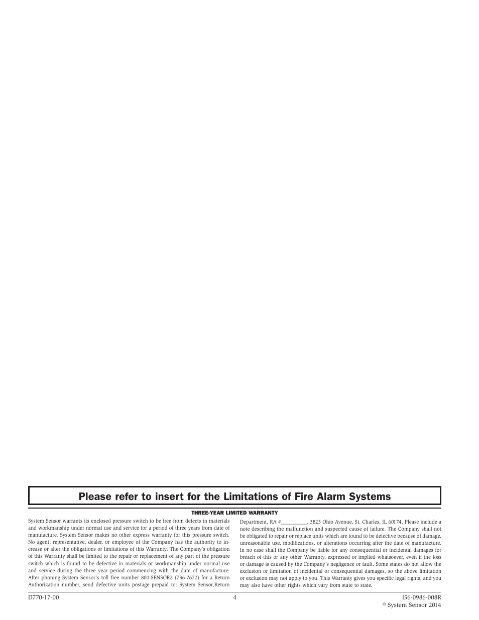 System Sensor EPS40, EPS40-2, EPS120-1, and EPS120-2 User Manual | Page 4 / 4