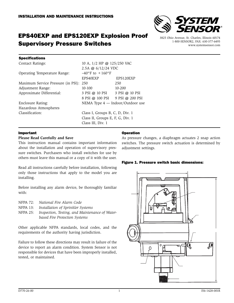 System Sensor EPS40EXP and EPS120EXP User Manual | 4 pages