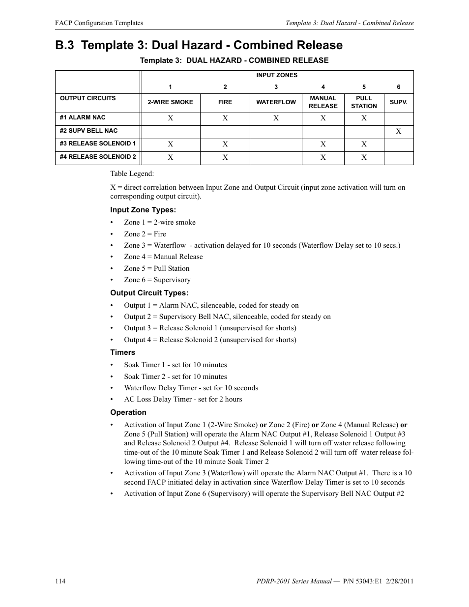 B.3 template 3: dual hazard - combined release, B.3: template 3: dual hazard - combined release | System Sensor PDRP-2001 User Manual | Page 114 / 148