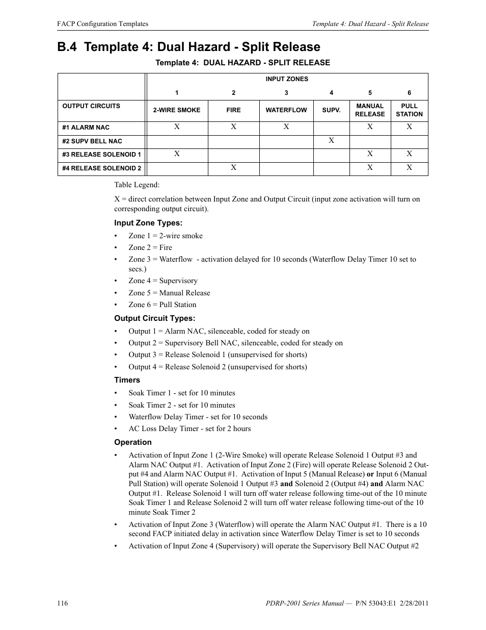 B.4 template 4: dual hazard - split release, B.4: template 4: dual hazard - split release | System Sensor PDRP-2001 User Manual | Page 116 / 148