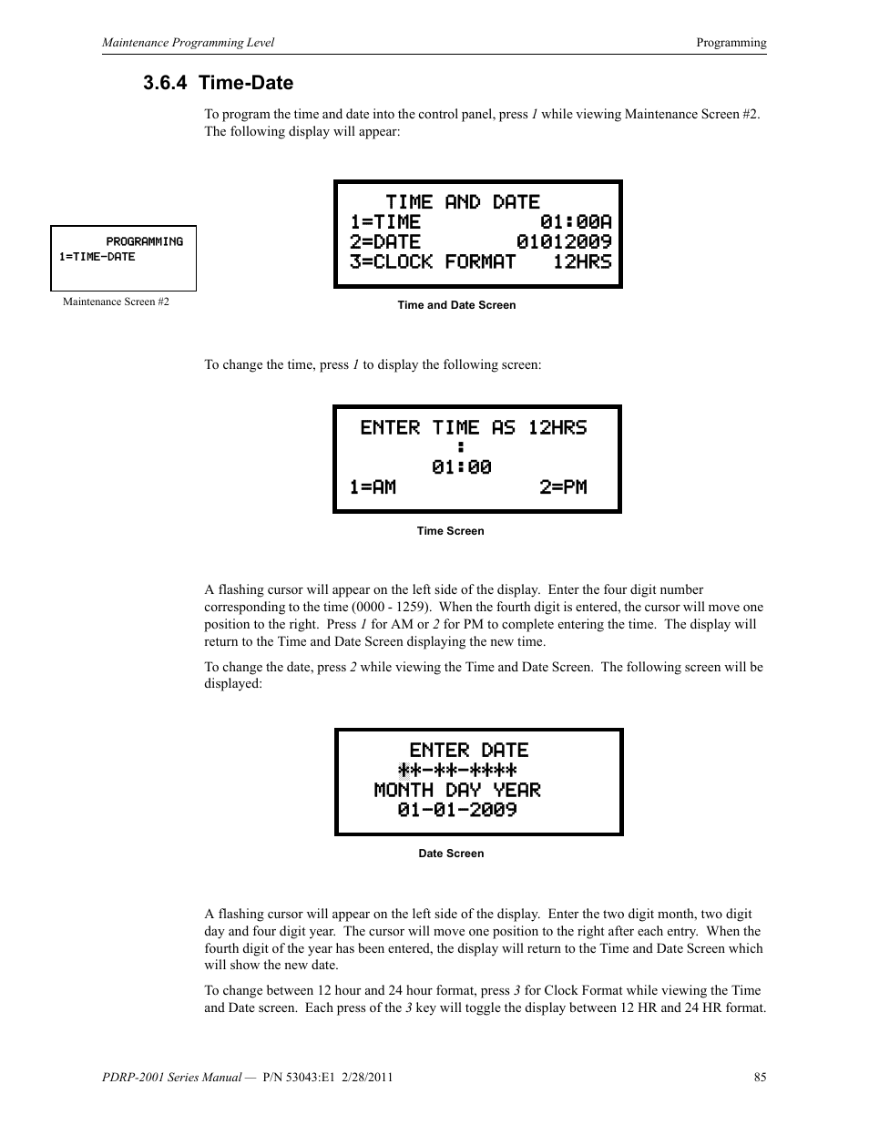 4 time-date, Time-date | System Sensor PDRP-2001 User Manual | Page 85 / 148