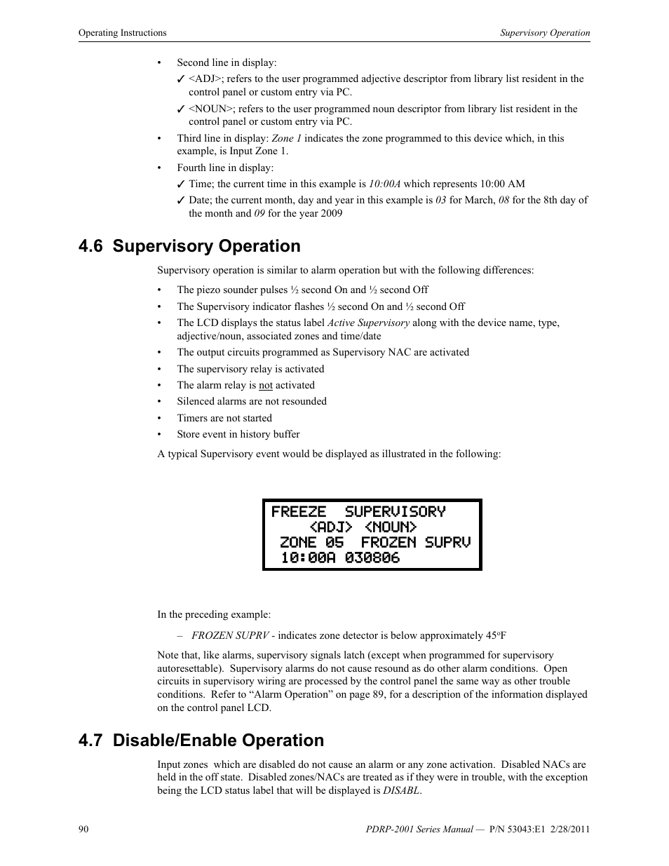 6 supervisory operation, 7 disable/enable operation | System Sensor PDRP-2001 User Manual | Page 90 / 148