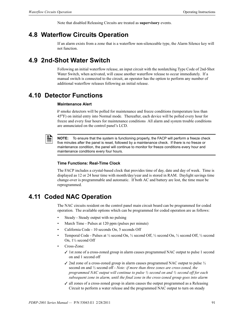 8 waterflow circuits operation, 9 2nd-shot water switch, 10 detector functions | 11 coded nac operation | System Sensor PDRP-2001 User Manual | Page 91 / 148