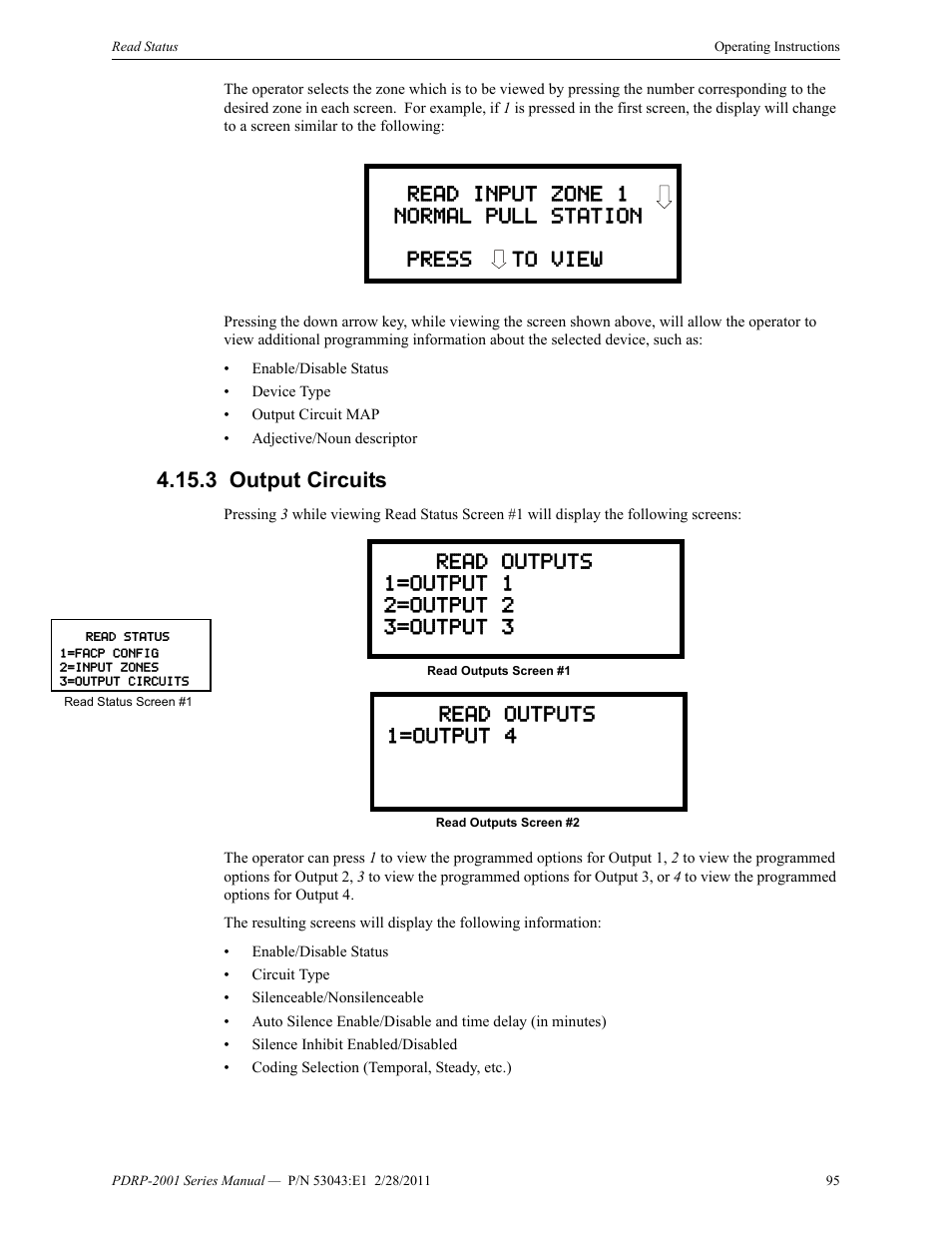 3 output circuits, Output circuits | System Sensor PDRP-2001 User Manual | Page 95 / 148