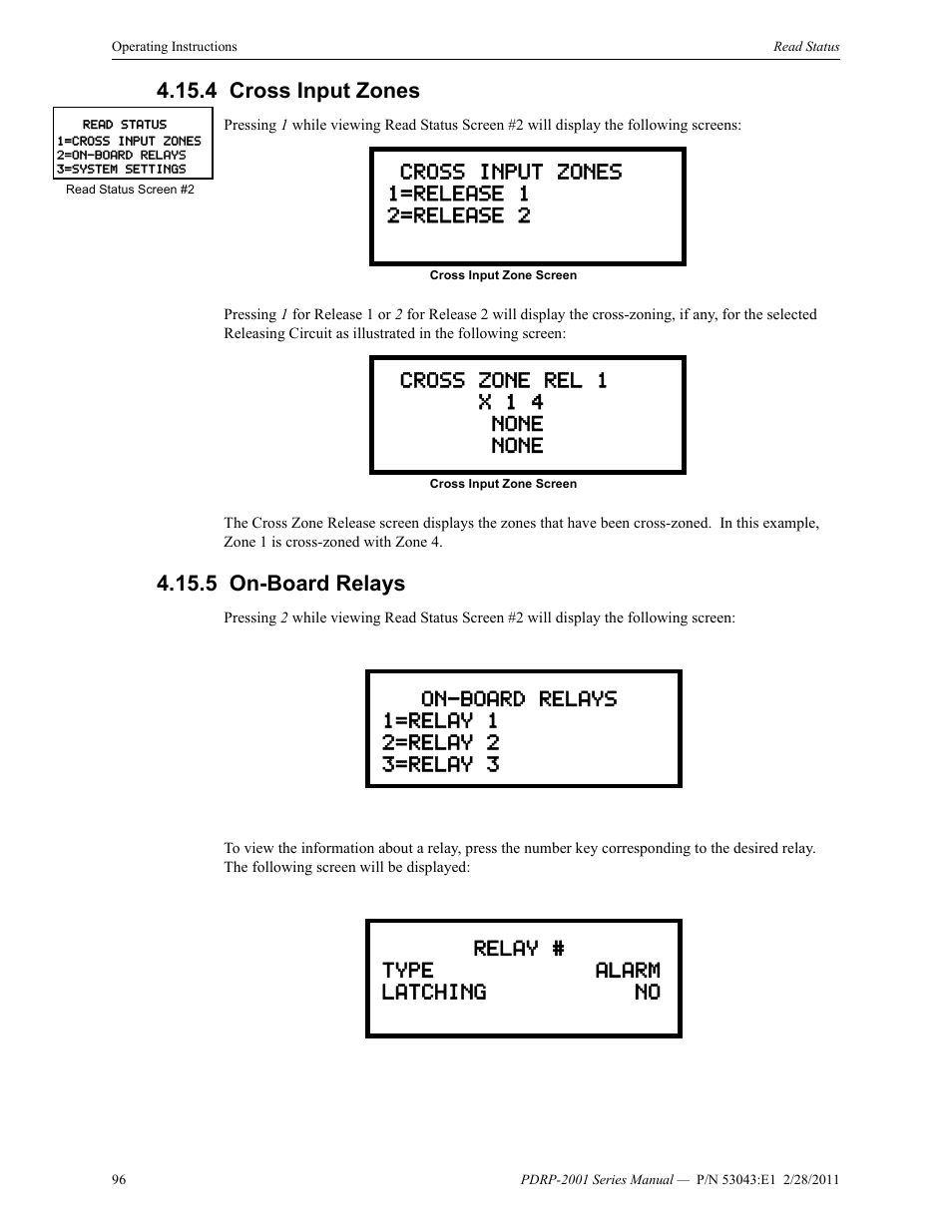 4 cross input zones, 5 on-board relays, Cross input zones 4.15.5: on-board relays | System Sensor PDRP-2001 User Manual | Page 96 / 148