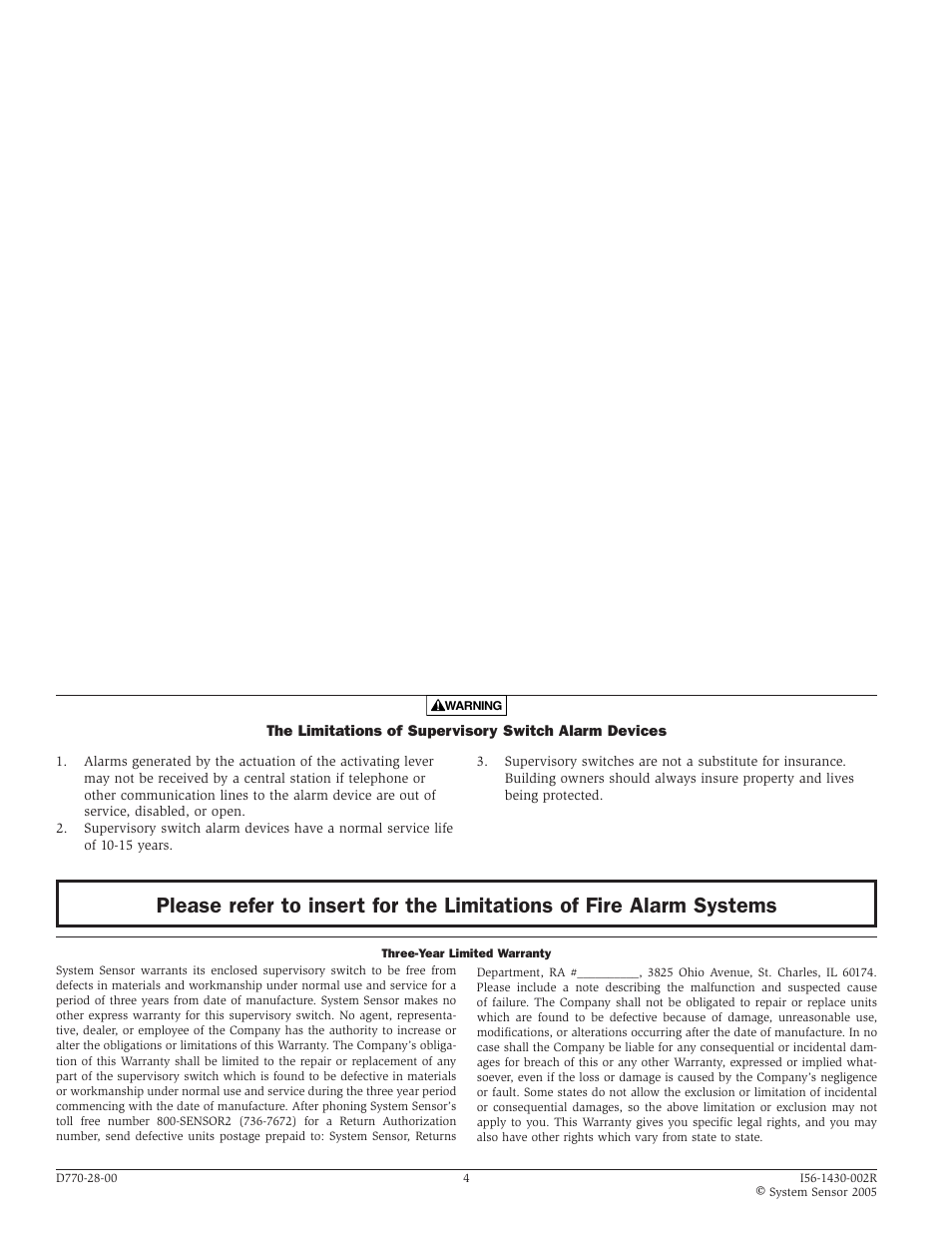 System Sensor PIBVEXP User Manual | Page 4 / 4