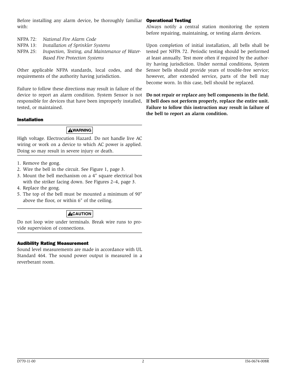 System Sensor SSM and SSV Models User Manual | Page 2 / 4