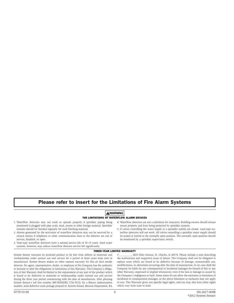 System Sensor WFD European Models User Manual | Page 4 / 4