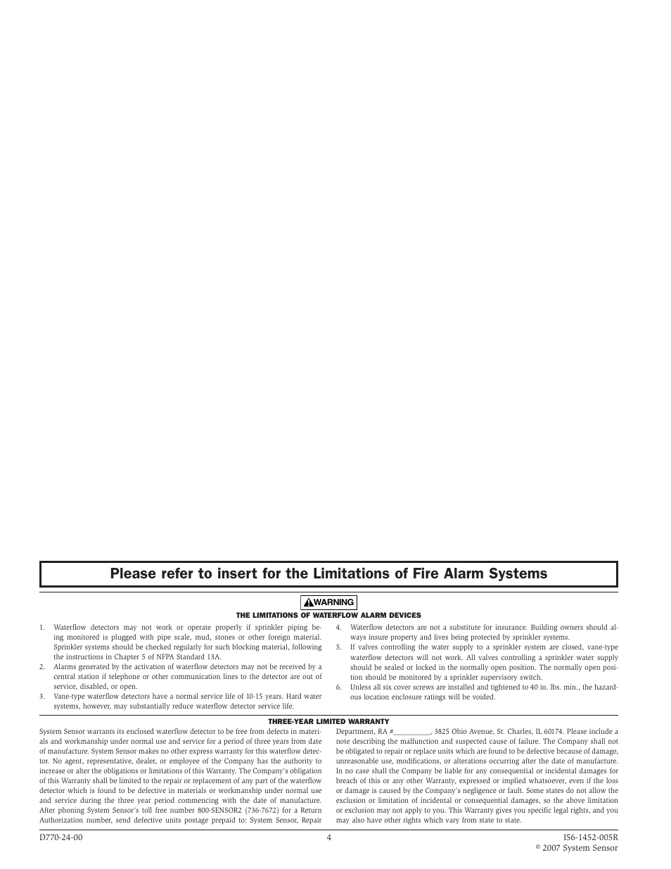 System Sensor WFD Explosion Proof User Manual | Page 4 / 4