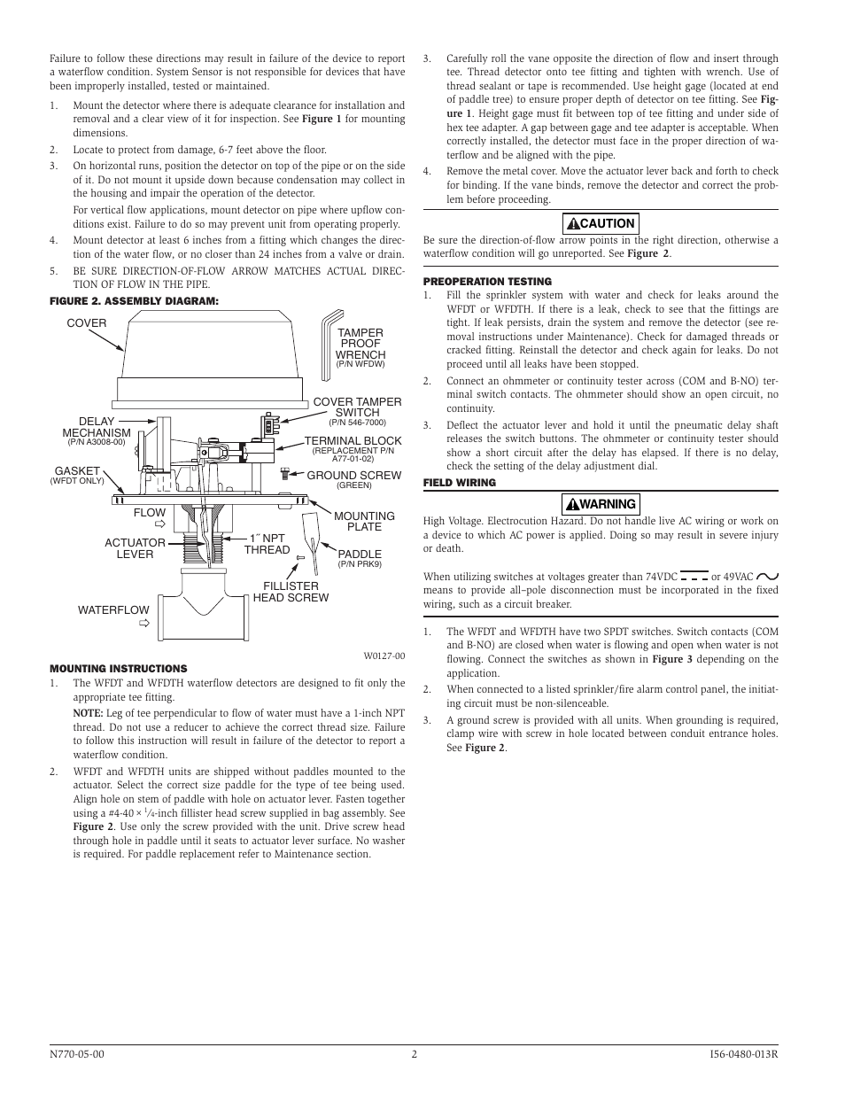 System Sensor WFDT and WFDTH User Manual | Page 2 / 4