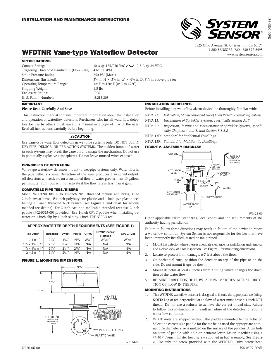 System Sensor WFDTNR User Manual | 2 pages