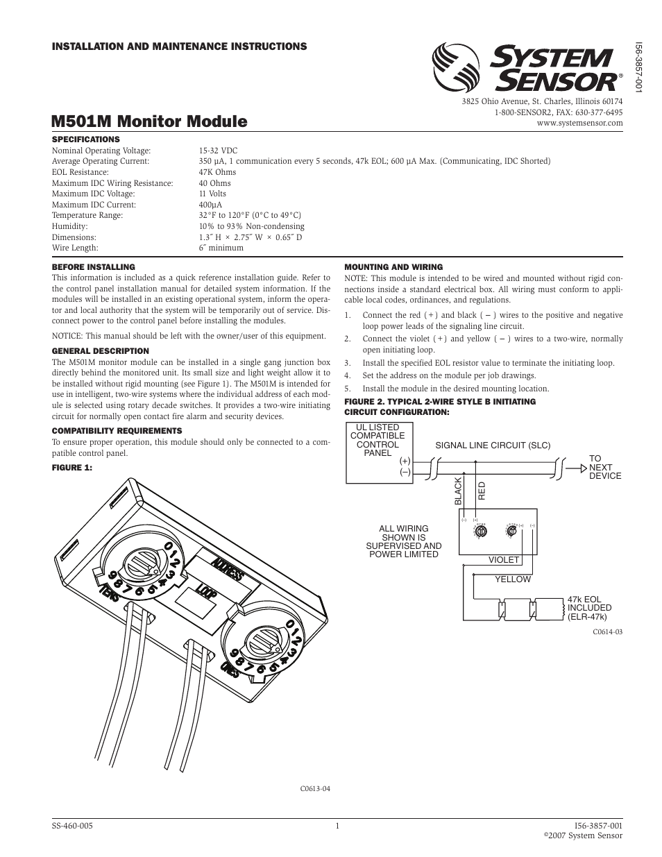 System Sensor M501M User Manual | 1 page