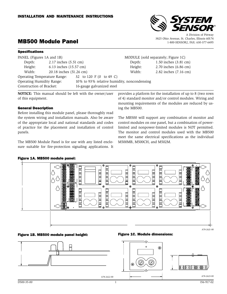 System Sensor MB500 User Manual | 4 pages