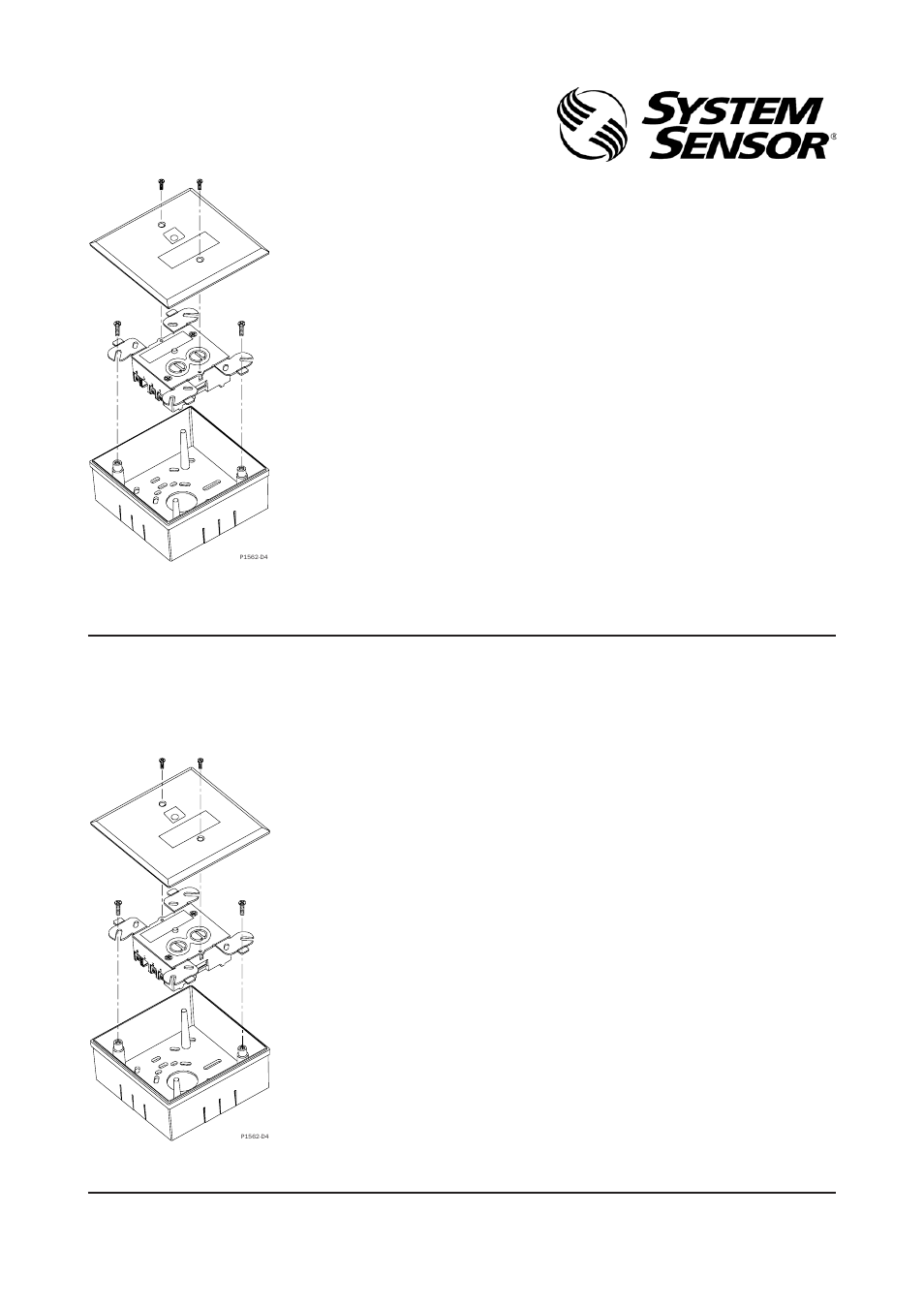 Modello smb500 scatola da parete, Modell smb500 aufputz-montage-gehäuse | System Sensor SMB500 User Manual | Page 2 / 2