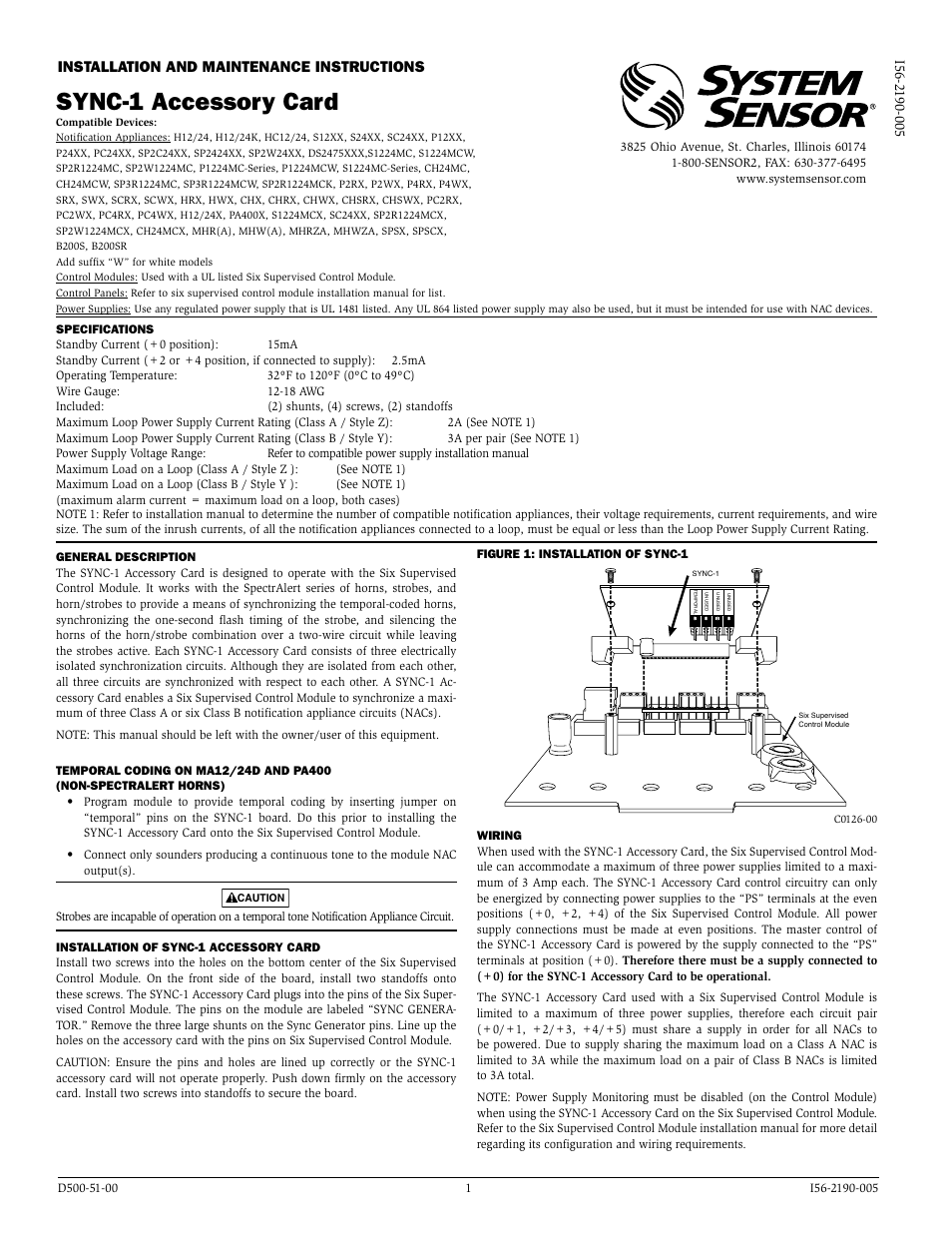 System Sensor SYNC-1 User Manual | 4 pages