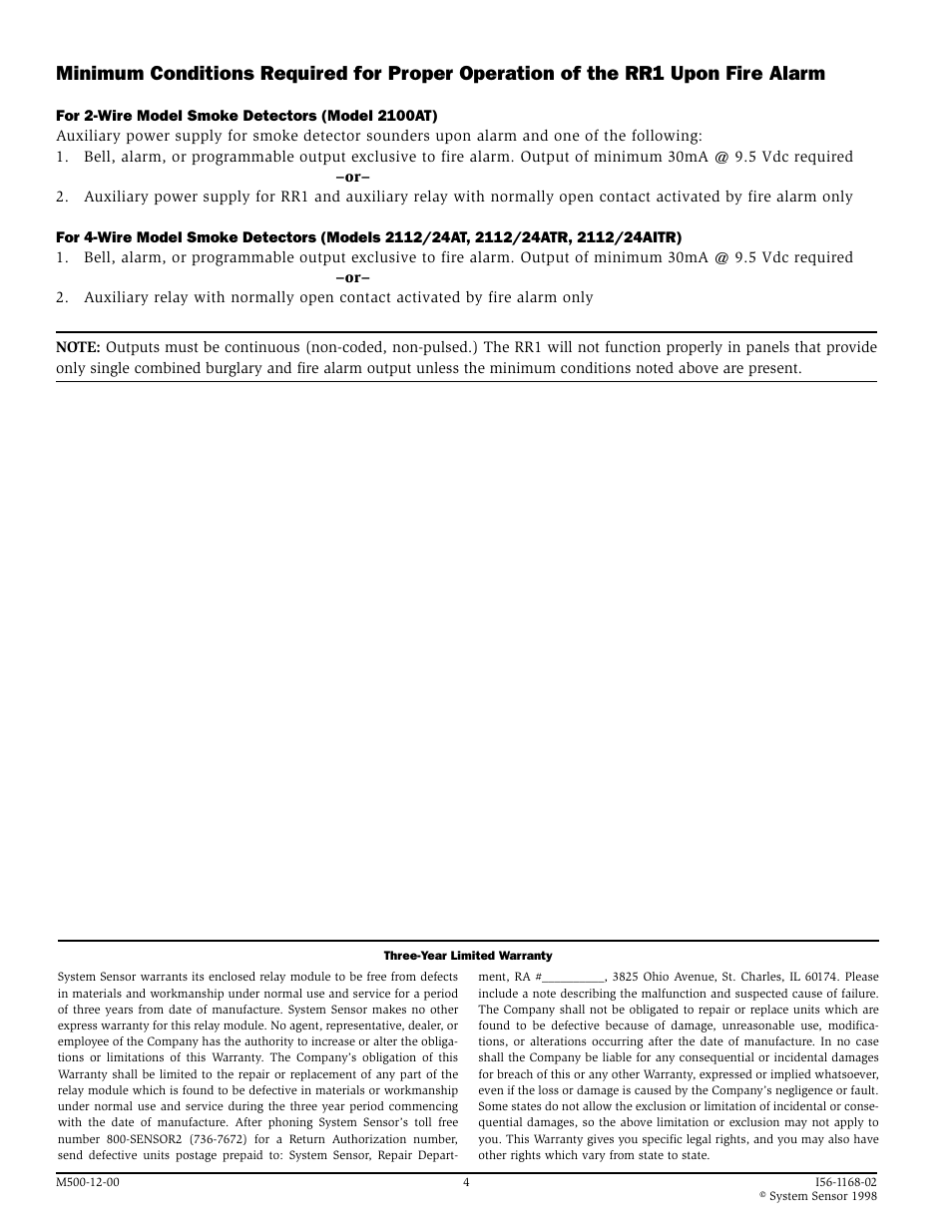 System Sensor RR1 User Manual | Page 4 / 4