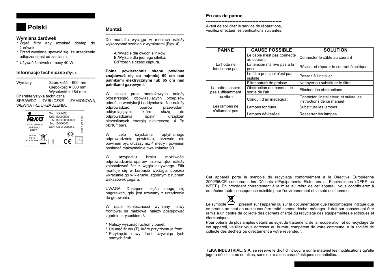 Olski | Teka CNL1-2002 User Manual | Page 17 / 32