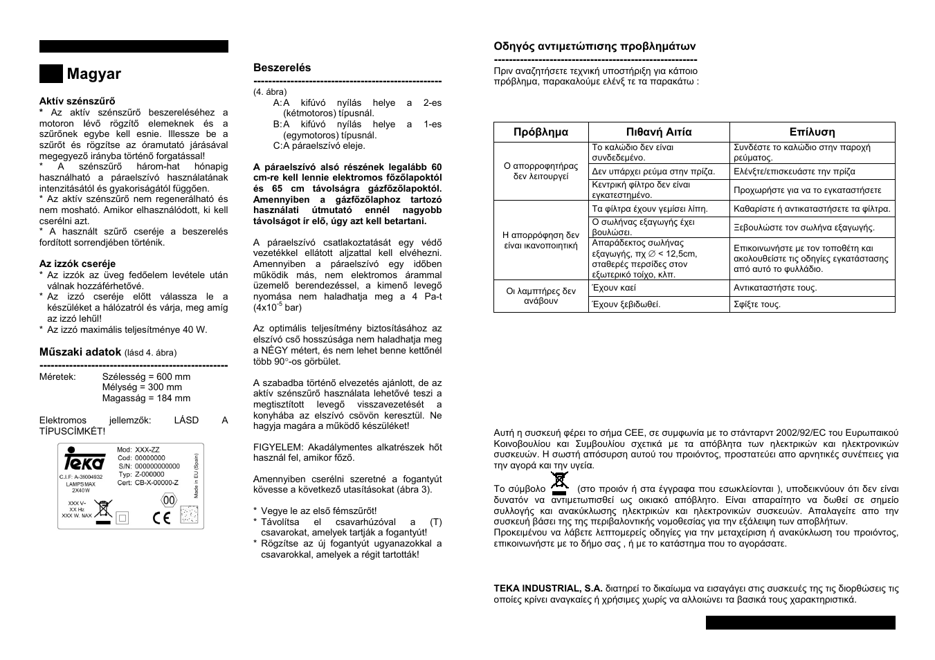 Agyar | Teka CNL1-2002 User Manual | Page 29 / 32