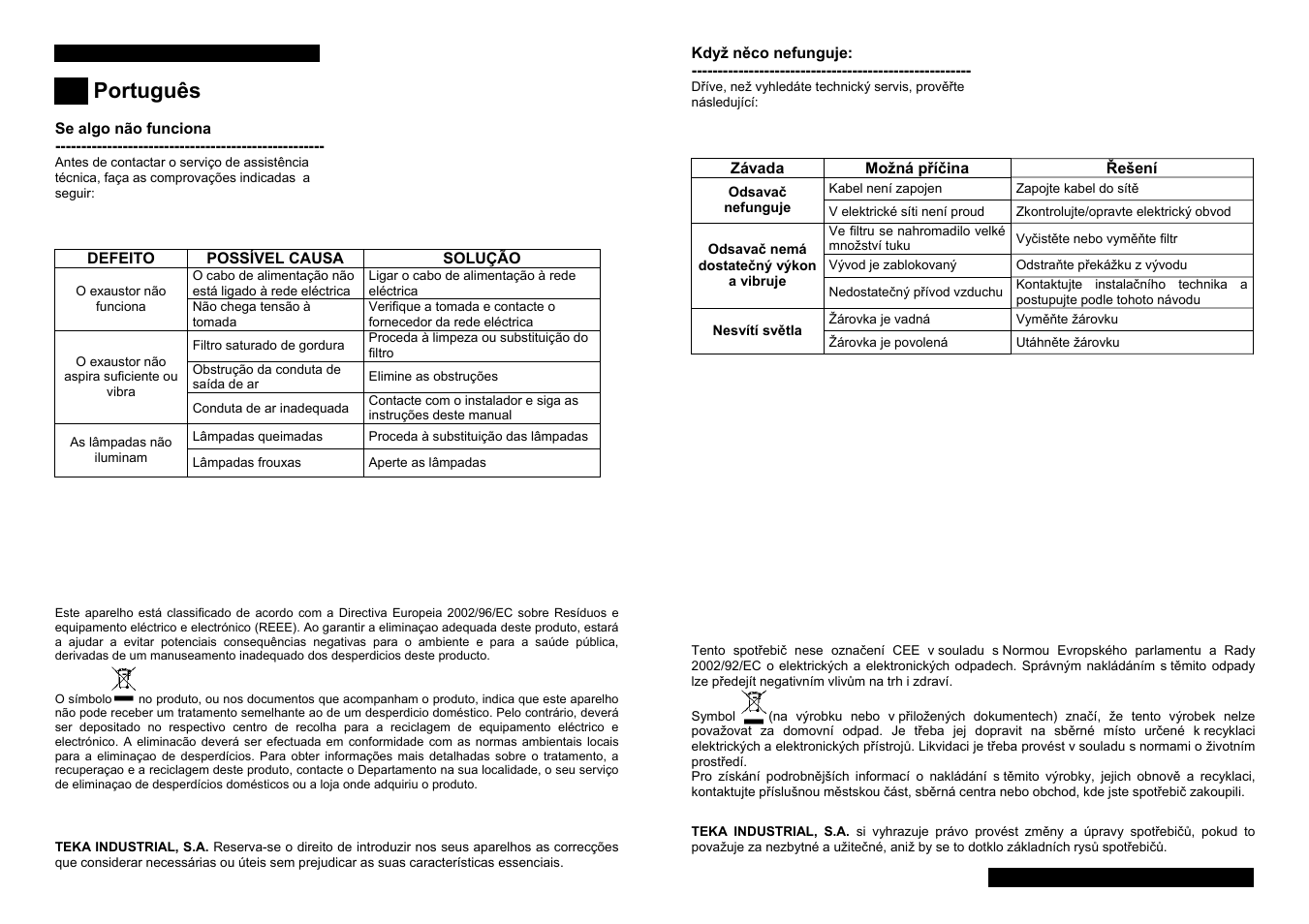 Português | Teka CNL1-3000 STAINLESS HP User Manual | Page 26 / 38