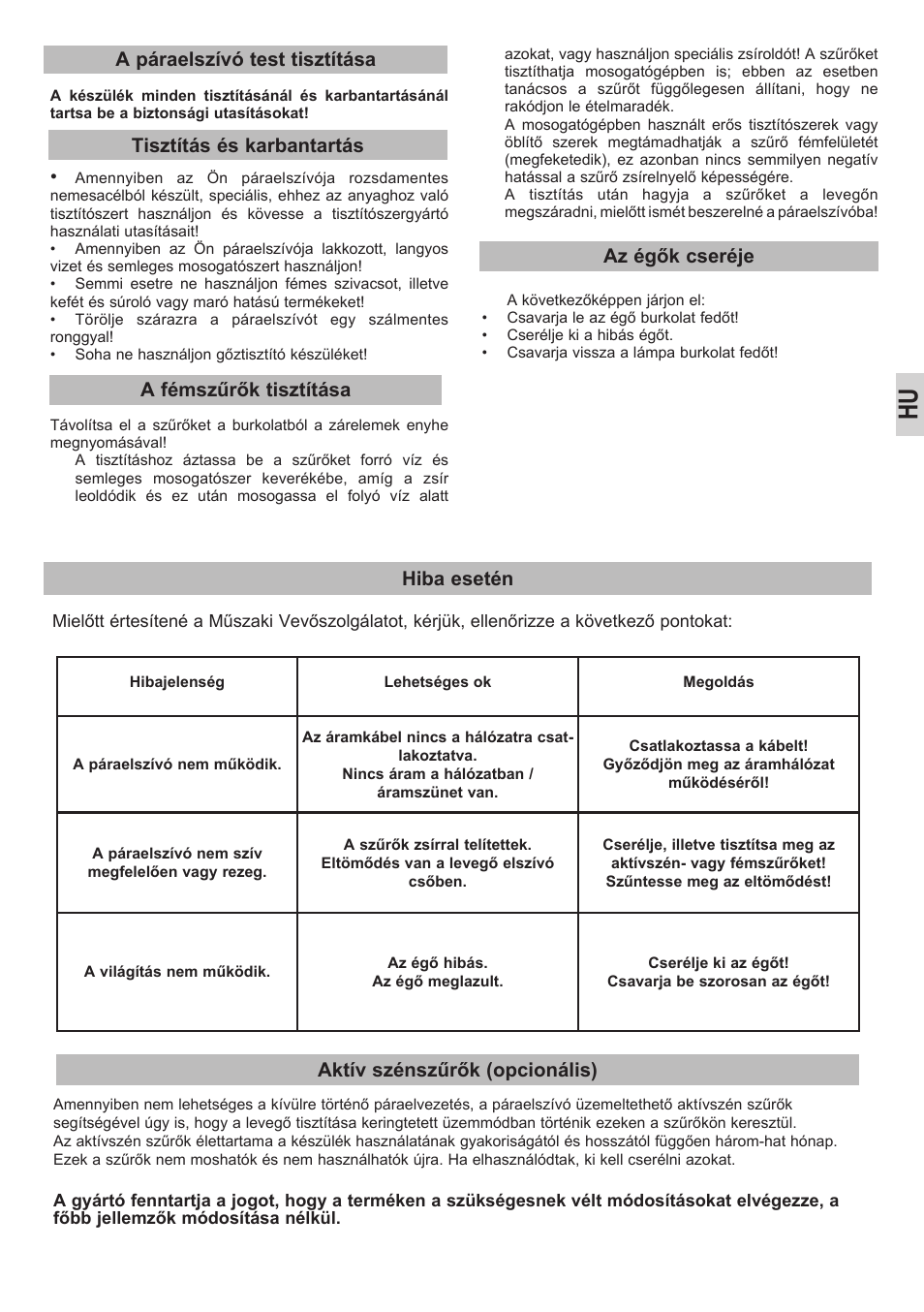 Hiba esetén | Teka DEP-60 EHP STAINLESS User Manual | Page 21 / 36