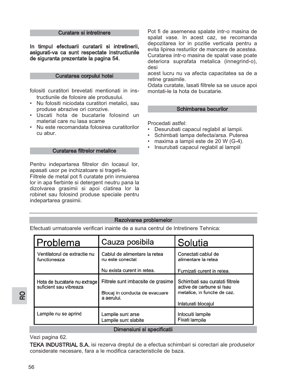 Teka DG2 ISLA User Manual | Page 56 / 64