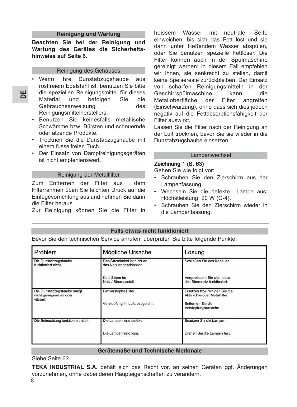 Teka DG2 ISLA User Manual | Page 8 / 64